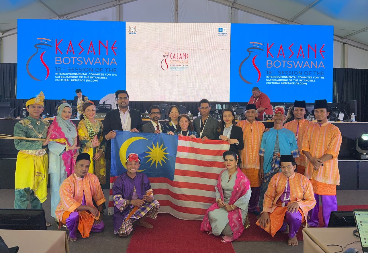 Malaysian delegation to UNESCO's 18th session of the Intergovernmental Committee for the Safeguarding of Intangible Cultural Heritage in Kasane, Botswana was led by the Ministry of Tourism, Arts and Culture's Secretary of the International Relations Division (Culture), Dr. Christina Yeoh